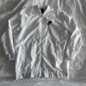 Nike White Zip-Up Jacket with Black Logo
